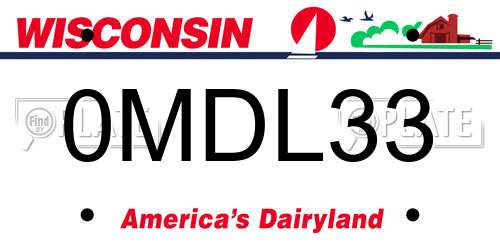 0MDL33 Wisconsin License Plate