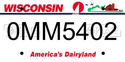 0MM5402 Wisconsin License Plate