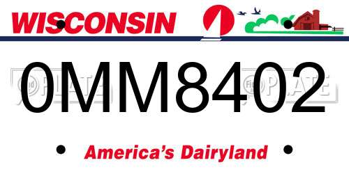 0MM8402 Wisconsin License Plate