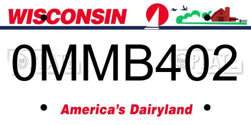 0MMB402 Wisconsin License Plate