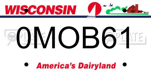 0MOB61 Wisconsin License Plate