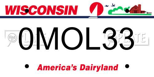 0MOL33 Wisconsin License Plate