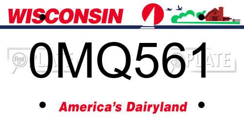 0MQ561 Wisconsin License Plate