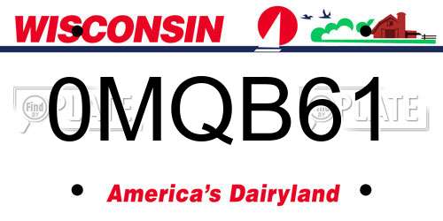 0MQB61 Wisconsin License Plate