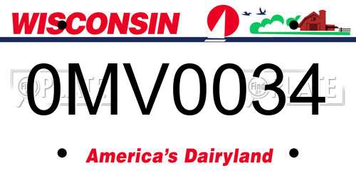 0MV0034 Wisconsin License Plate