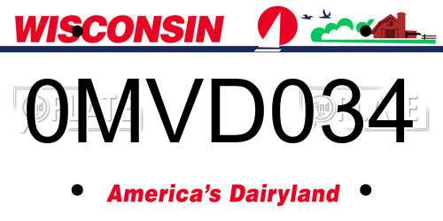 0MVD034 Wisconsin License Plate