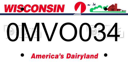 0MVO034 Wisconsin License Plate