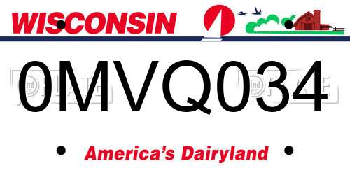 0MVQ034 Wisconsin License Plate