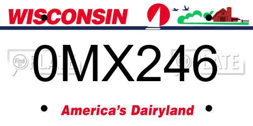 0MX246 Wisconsin License Plate