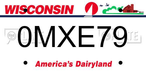 0MXE79 Wisconsin License Plate