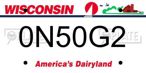 0N50G2 Wisconsin License Plate