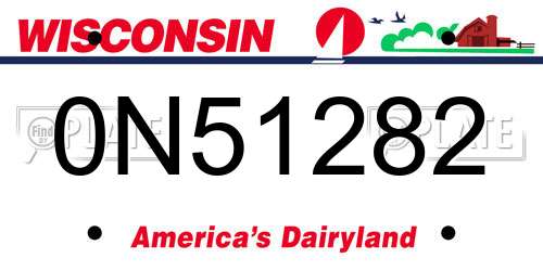 0N51282 Wisconsin License Plate
