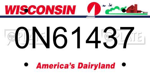 0N61437 Wisconsin License Plate