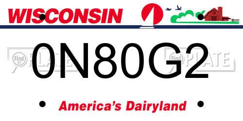 0N80G2 Wisconsin License Plate