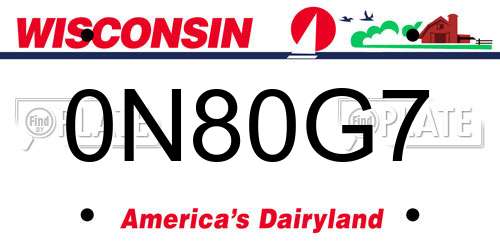 0N80G7 Wisconsin License Plate