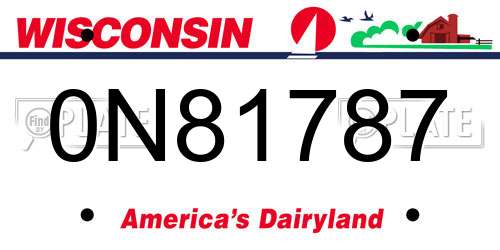 0N81787 Wisconsin License Plate
