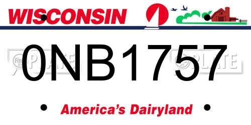 0NB1757 Wisconsin License Plate