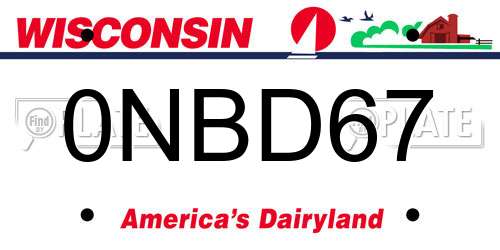 0NBD67 Wisconsin License Plate