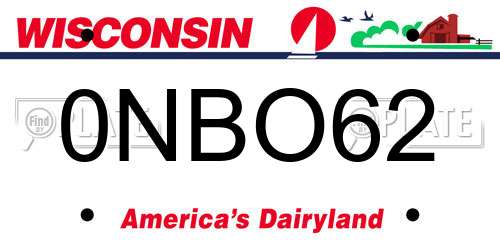 0NBO62 Wisconsin License Plate