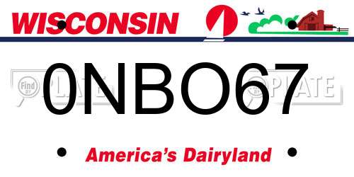 0NBO67 Wisconsin License Plate