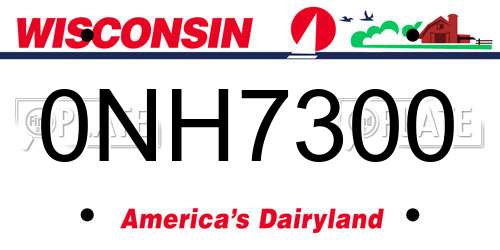 0NH7300 Wisconsin License Plate