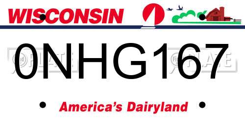 0NHG167 Wisconsin License Plate
