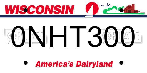 0NHT300 Wisconsin License Plate