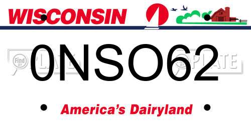 0NSO62 Wisconsin License Plate