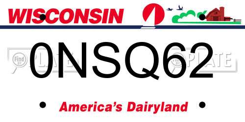 0NSQ62 Wisconsin License Plate