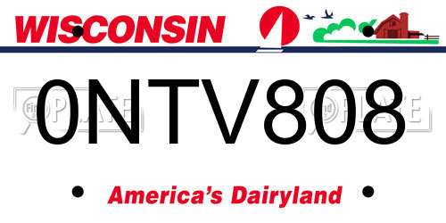 0NTV808 Wisconsin License Plate