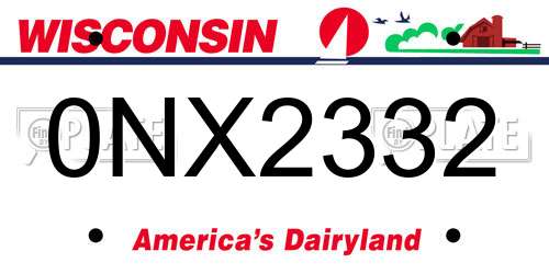 0NX2332 Wisconsin License Plate