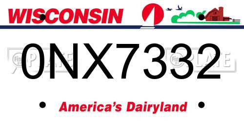 0NX7332 Wisconsin License Plate