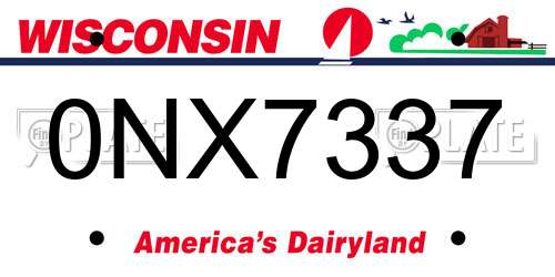 0NX7337 Wisconsin License Plate