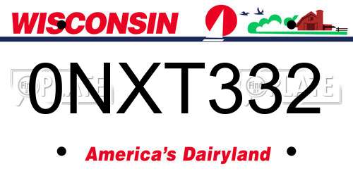 0NXT332 Wisconsin License Plate