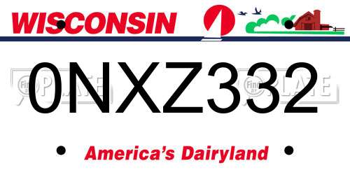 0NXZ332 Wisconsin License Plate