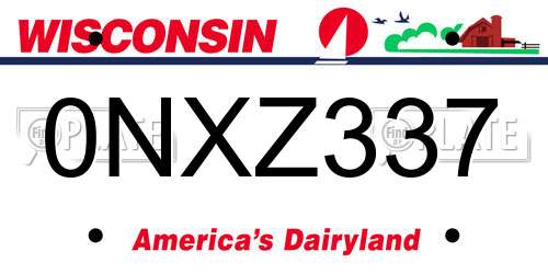 0NXZ337 Wisconsin License Plate