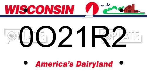 0O21R2 Wisconsin License Plate