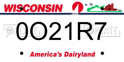 0O21R7 Wisconsin License Plate