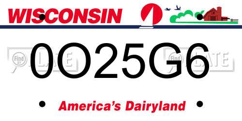 0O25G6 Wisconsin License Plate