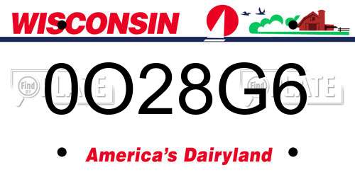 0O28G6 Wisconsin License Plate