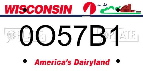 0O57B1 Wisconsin License Plate