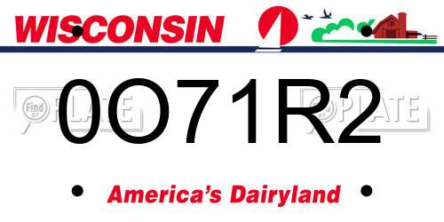 0O71R2 Wisconsin License Plate