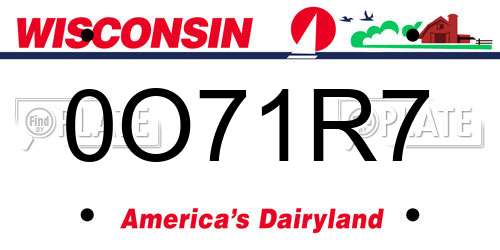 0O71R7 Wisconsin License Plate