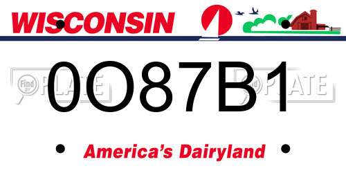 0O87B1 Wisconsin License Plate