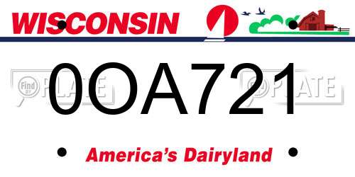 0OA721 Wisconsin License Plate