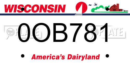 0OB781 Wisconsin License Plate