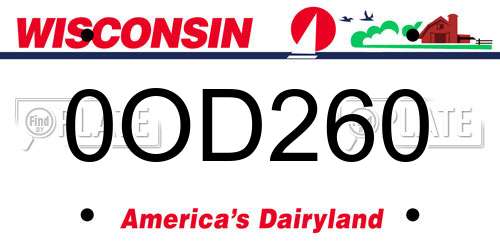 0OD260 Wisconsin License Plate