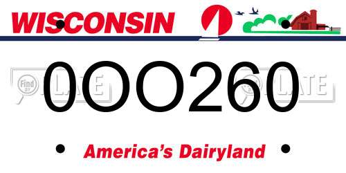 0OO260 Wisconsin License Plate