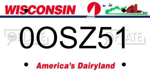 0OSZ51 Wisconsin License Plate