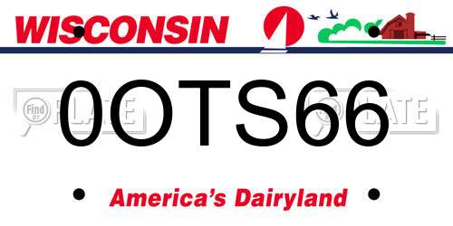 0OTS66 Wisconsin License Plate
